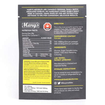 1000mg THC Indica Gummy Bar (Mary’s Edibles) UK
