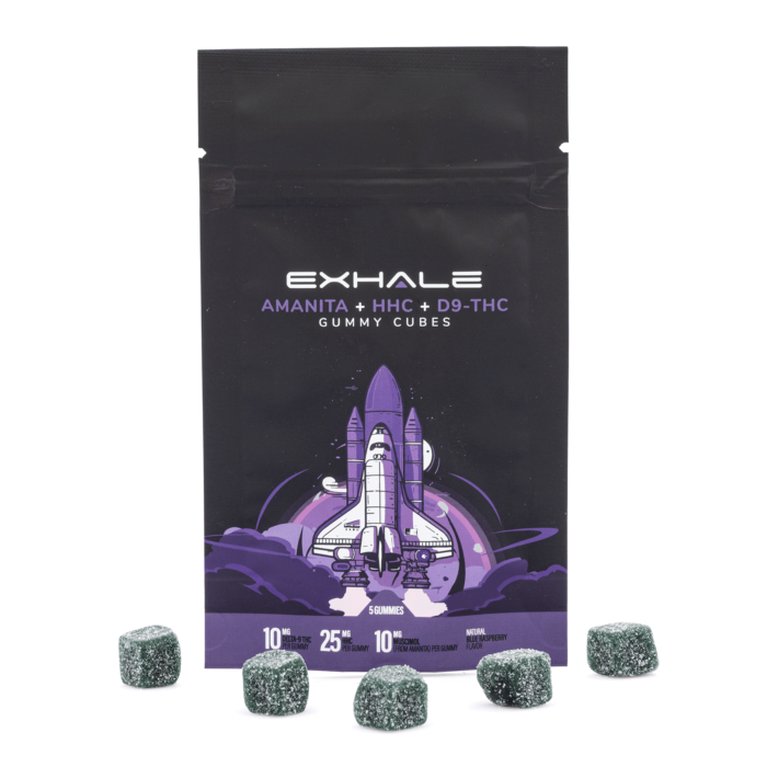 Exhale Amanita Muscaria Mushroom + HHC + Delta 9 THC Gummies (5 Count) front