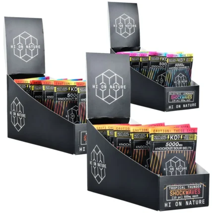 Buy HI On Nature - Shockwaves - KO3 Blend Sour Belts - 5000mg - 10pc - 10pk Display UK