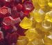 Image depicting various colorful gummy candies, illustrating a conceptual "THC Gummies UK" product.