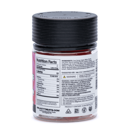 Galaxy Treats Delta 8 / Delta 9 THCP Gummies – Berry Melon Lifter (2180 mg Delta 8 THC + 260 mg Delta 9 THC + 20 mg THCP Total) back