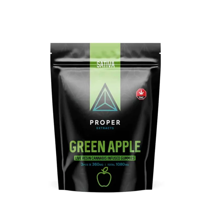Proper Extracts Live Resin Infused Gummies – 1080mg – Sativa Green Apple