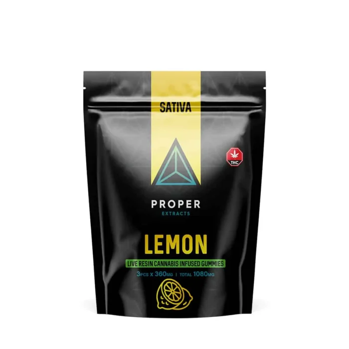 Proper Extracts Live Resin Infused Gummies – 1080mg – Sativa Lemon