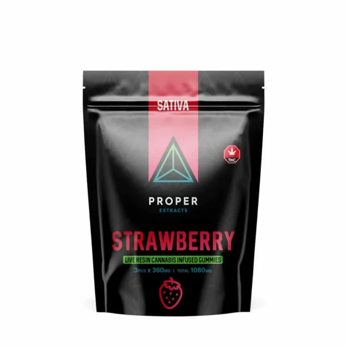 Proper Extracts Live Resin Infused Gummies – 1080mg – Sativa strawberry