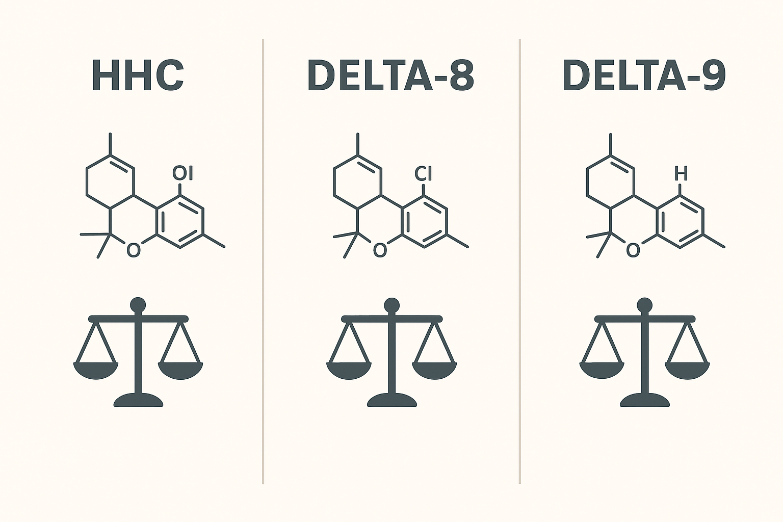 Comparison table: HHC vs Delta-8 vs Delta-9