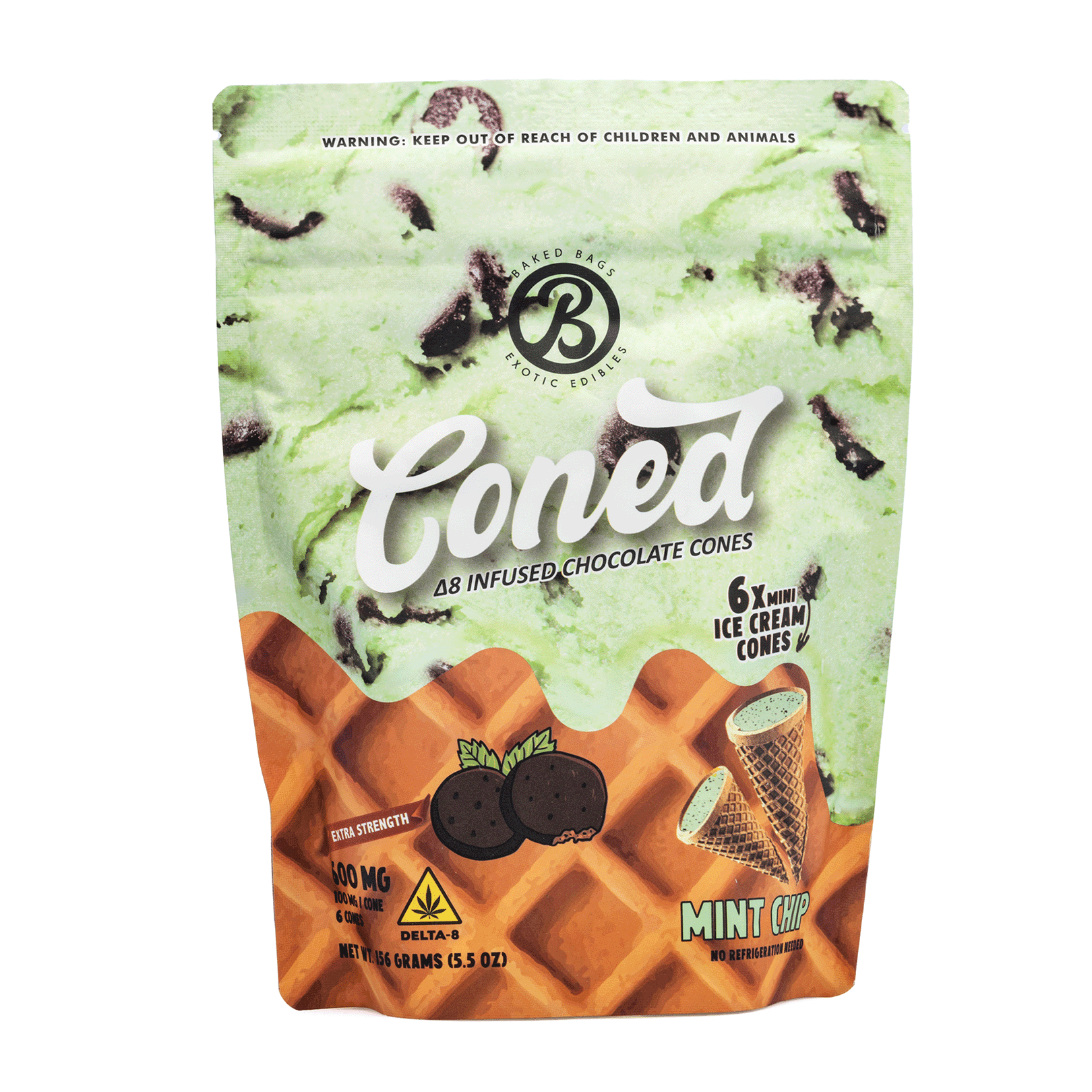 Baked-Bags-Delta-8-THC-Coned-Mint-Chip-600-mg-Total-Delta-8-THC-Bag-Front