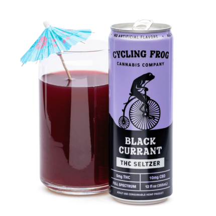 Cycling Frog THC + CBD Seltzer 6 Pack – Black Currant (30 mg Delta 9 THC + 60 mg CBD Total)