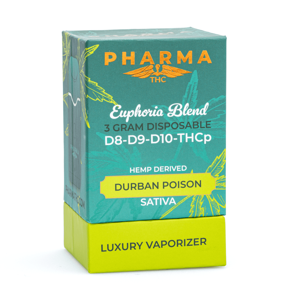 PharmaTHC-Delta-8-Delta-9-Delta-10-THCP-Disposable-Vape-Durban-Poison-3-grams-Box-Front