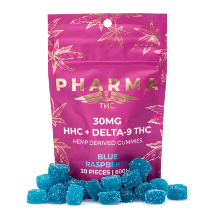 PharmaTHC HHC / Delta 9 THC Gummies – Blue Raspberry (400 mg Total HHC + 200 mg Total Delta 9 THC)
