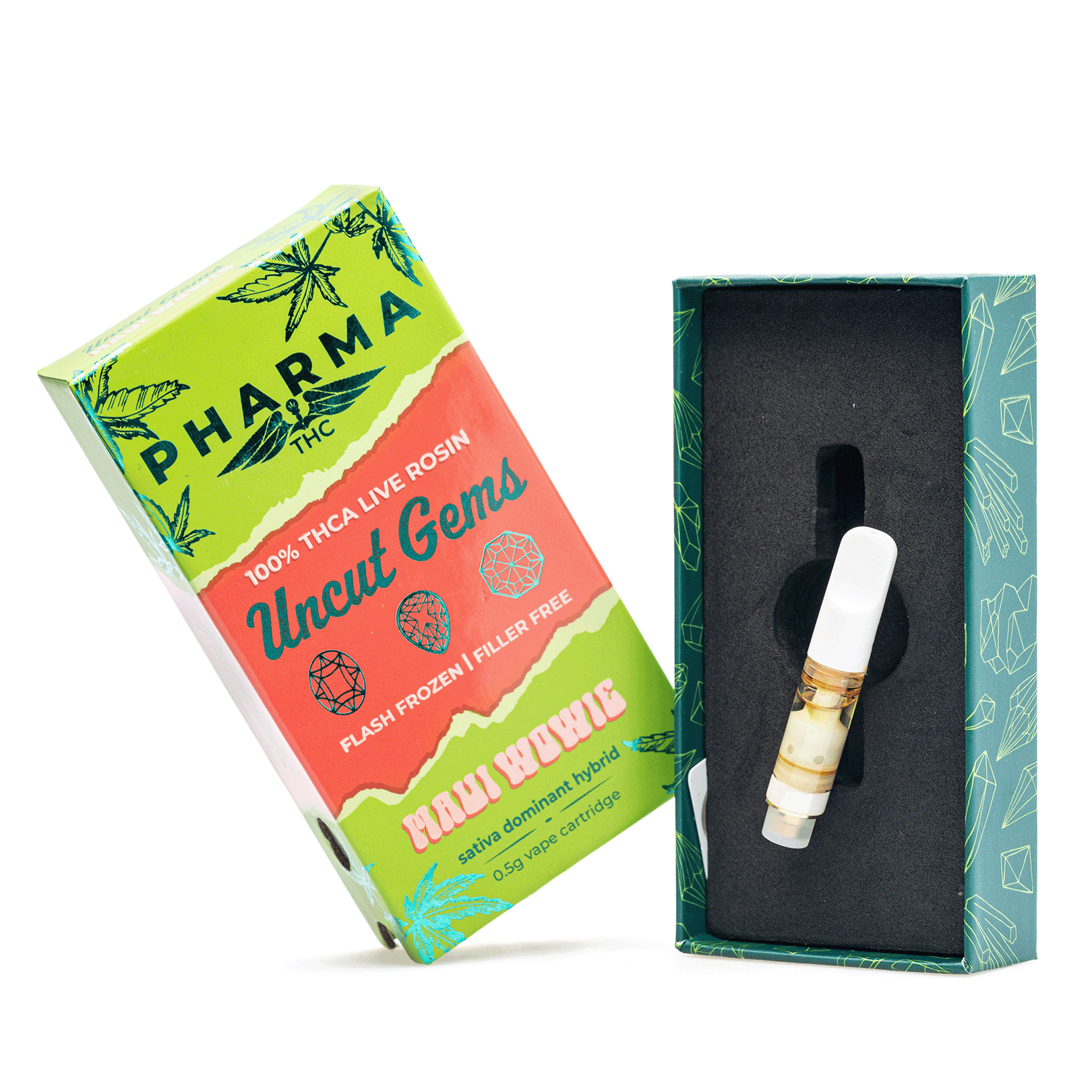PharmaTHC-Uncut-Gems-THCa-Live-Rosin-Vape-Cartridge-Maui-Wowie-.5-gram-combo