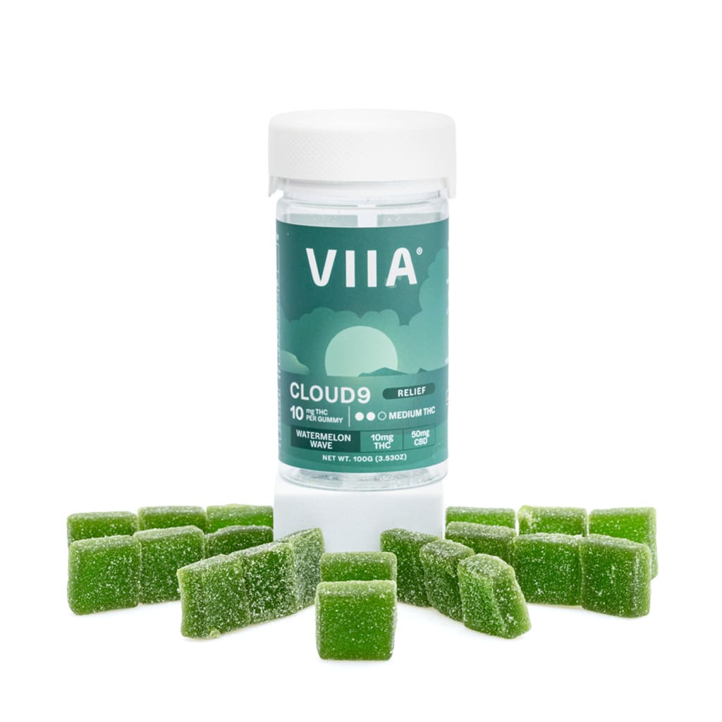 Viia-Delta-9-and-CBD-Cloud-9-Relief-Gummies-10-mg-THC-Combo